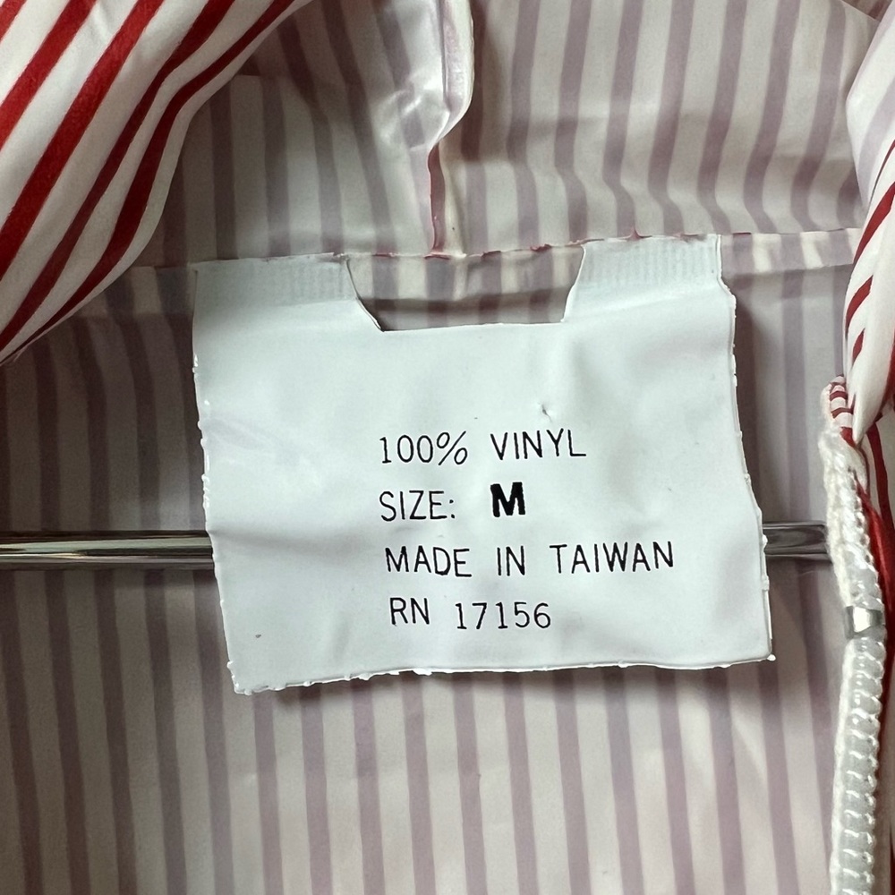 Vintage Red and White Striped Vinyl Raincoat - Picture 5 of 10